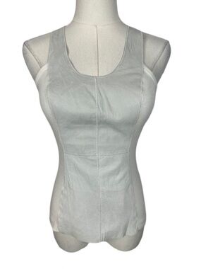 🌟 SALE 🌟 Illia White Leather Scoop-Neck Racerback Tank Top Size 0